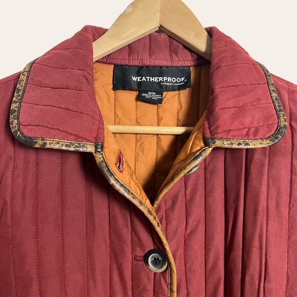 Vintage Weatherproof Red Quilted Single Breasted Insulated Coat Size M - Picture 3 of 10